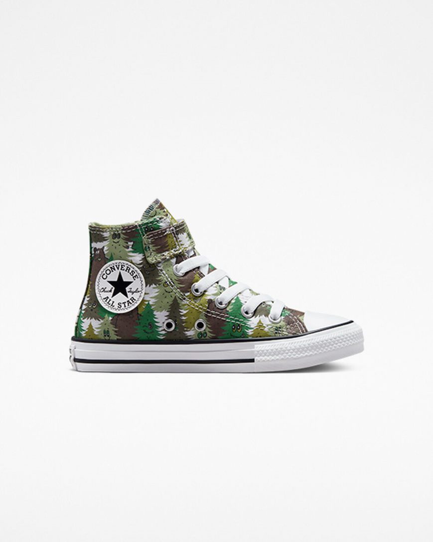 Boys\' Converse Chuck Taylor All Star Easy-On Forest Camo High Top Shoes White / Green | AU 5C08EX